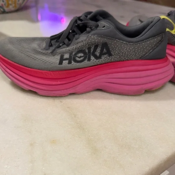 Hoka Gray and Pink Athletic Shoes - Picture 3 of 8